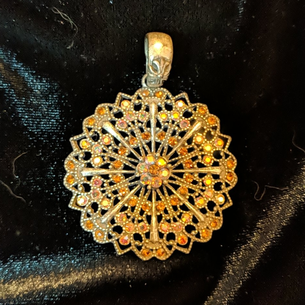 Lia Sopia Silver and brown crystal pendant